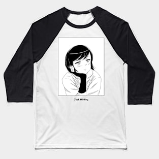 Thinking Anime Girl Baseball T-Shirt